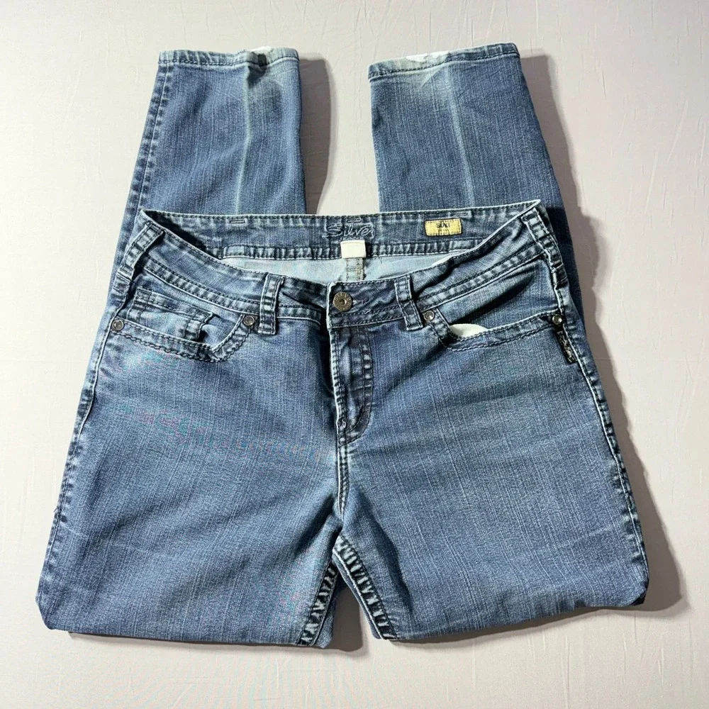 Silver Jeans Co Suki Mid Rise Skinny Jeans Medium Wash Blue Denim Womens 31x28.5